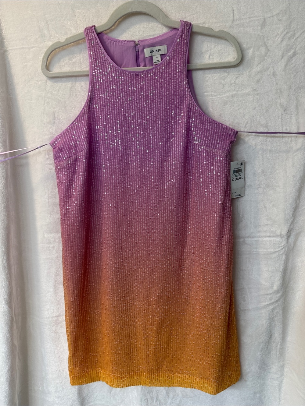 On | On Pink to Orange Ombre Mini Dress with Sequin Shine